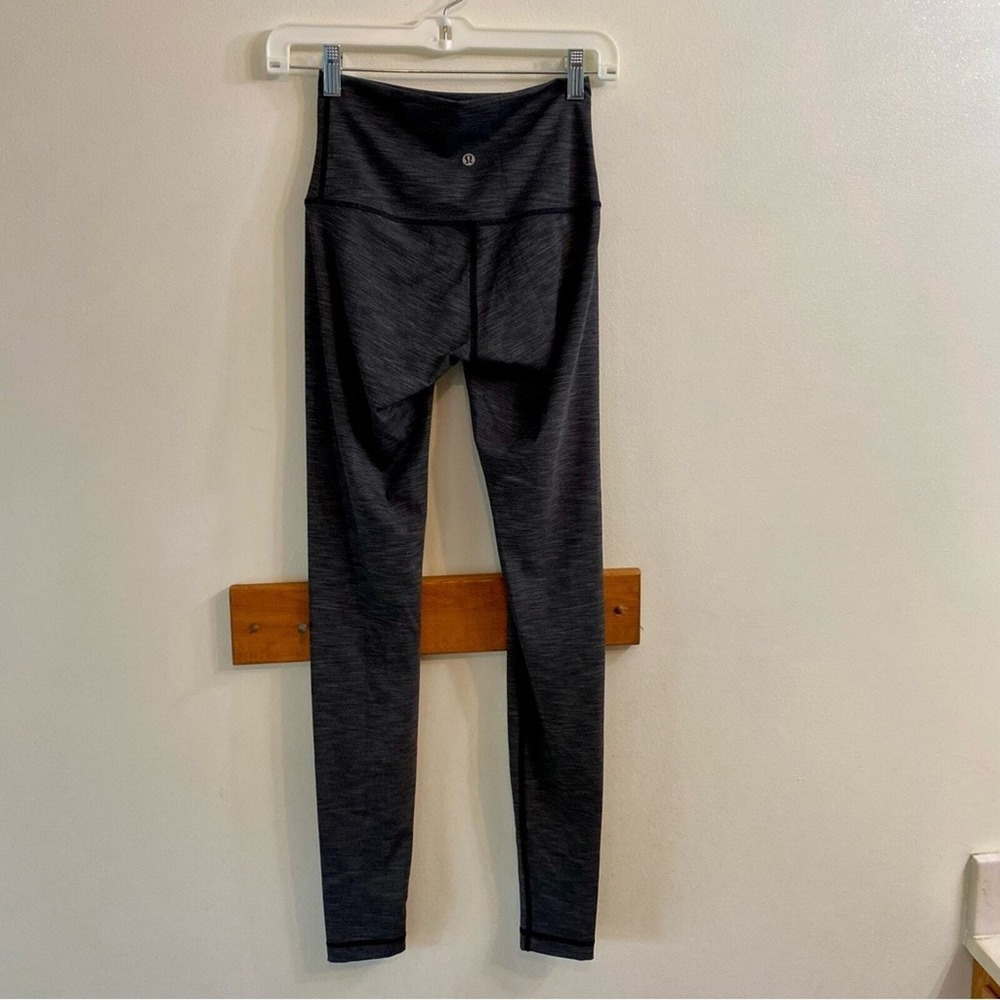 Lululemon Wunder Under High-Rise Leggings‎ Heathered Black Women's Sz 4